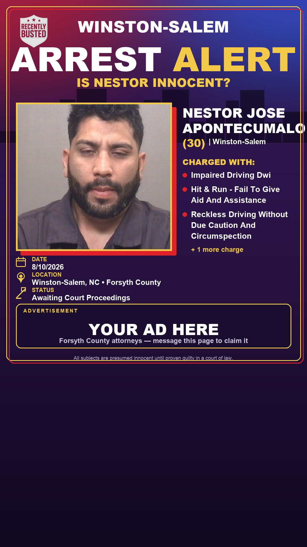 Arrest report - NESTOR JOSE APONTECUMALO