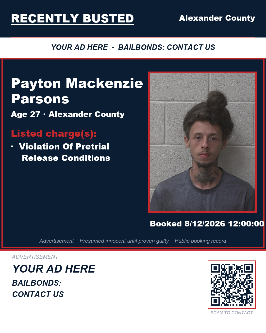 Arrest report - PAYTON MACKENZIE PARSONS