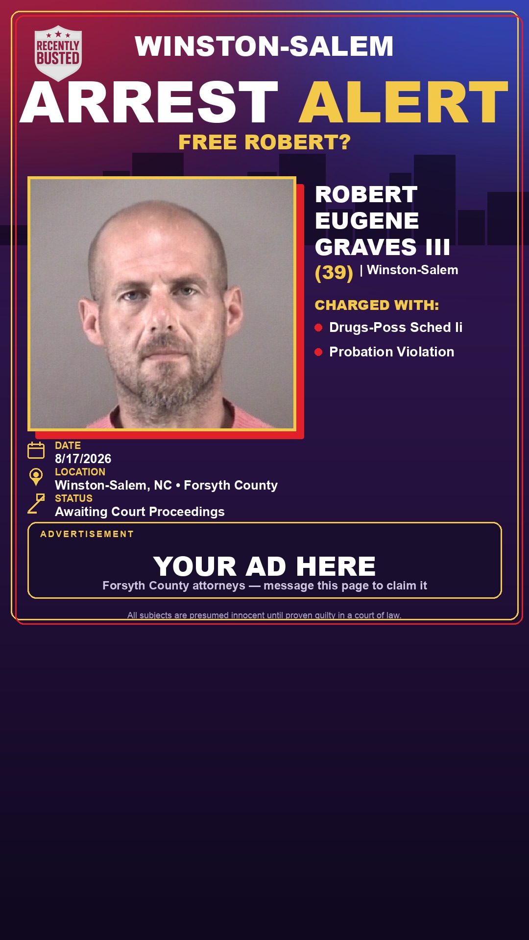 Arrest report - ROBERT EUGENE GRAVES III