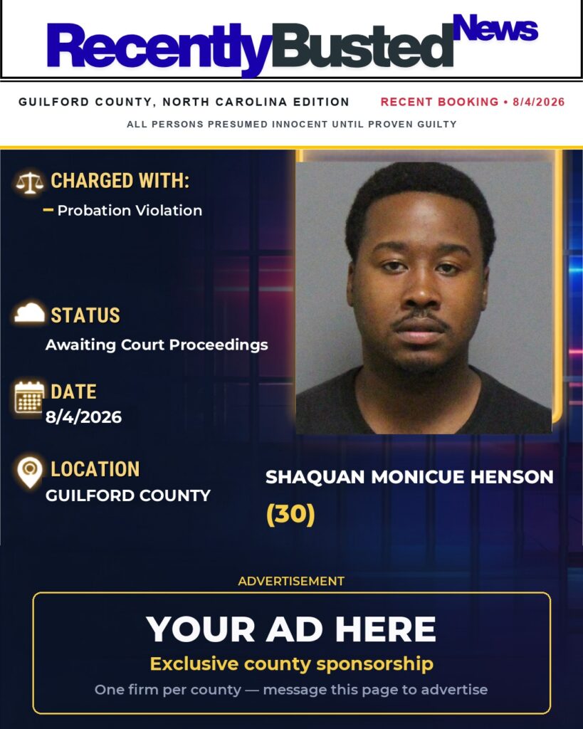 Arrest report — SHAQUAN MONICUE HENSON