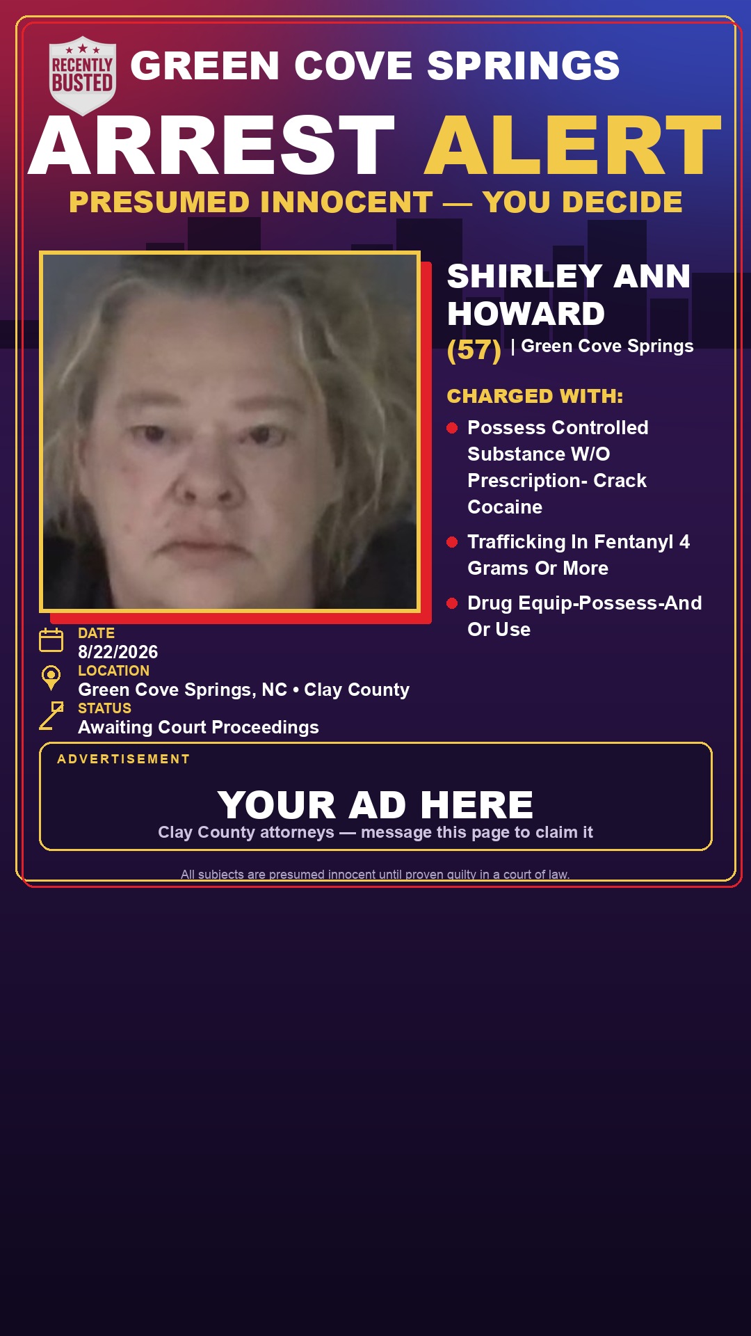 Arrest report - SHIRLEY ANN HOWARD
