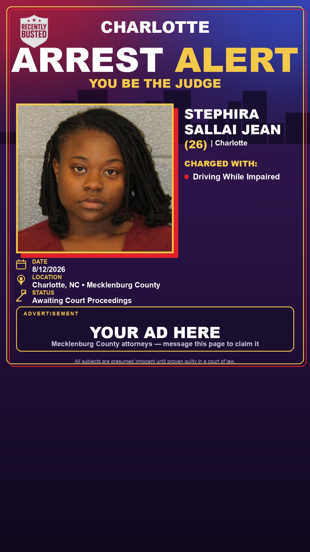 Arrest report - STEPHIRA SALLAI JEAN