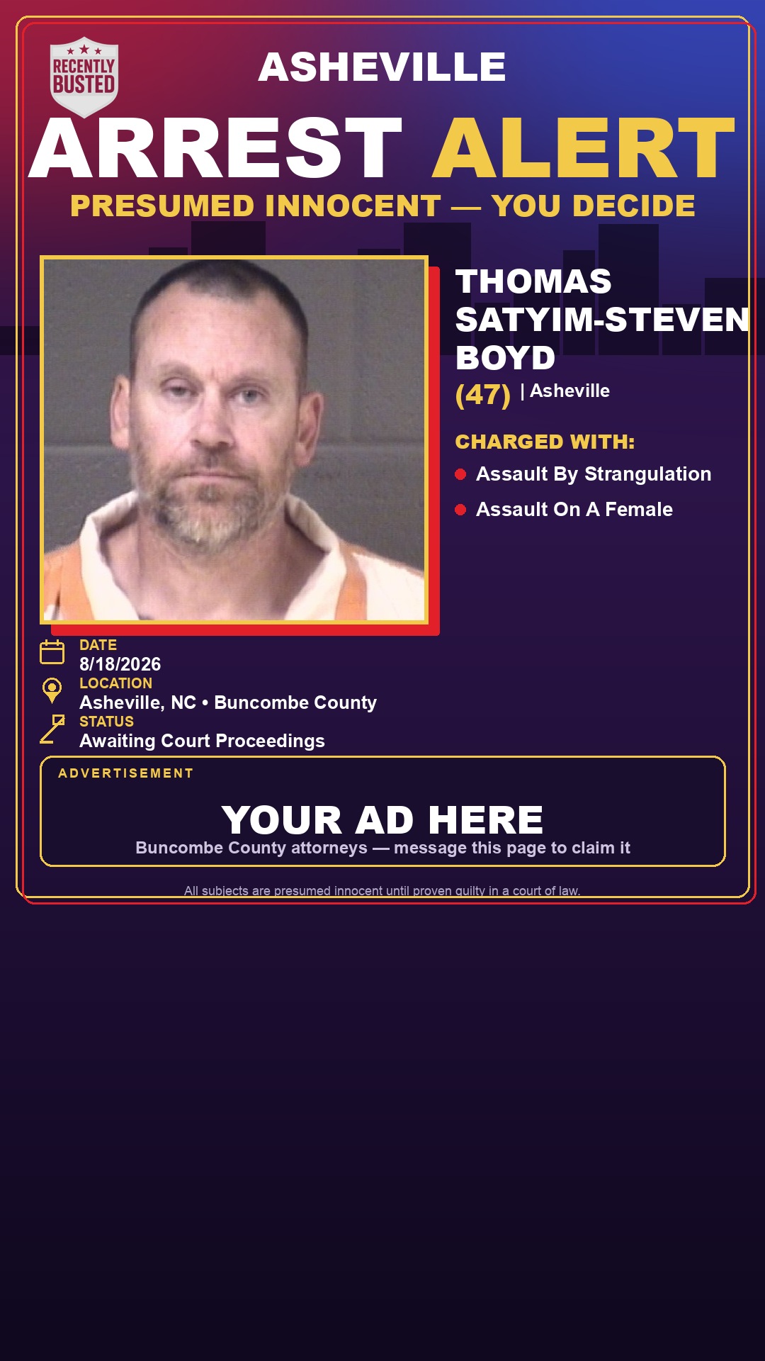 Arrest report - THOMAS SATYIM-STEVEN BOYD
