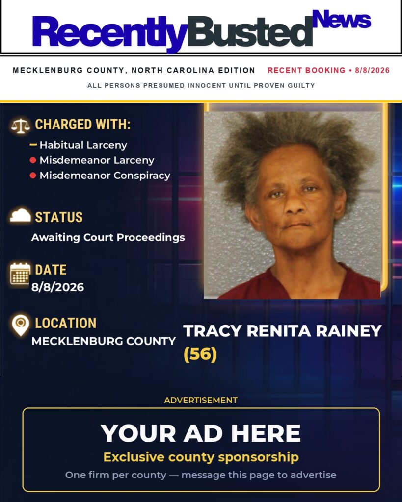 Arrest report — TRACY RENITA RAINEY