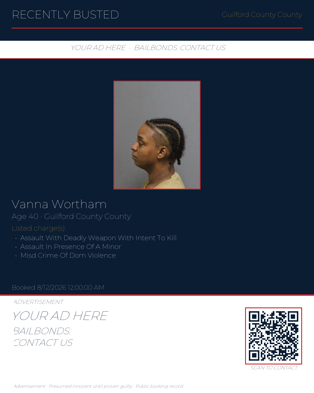 Arrest report - VANNA WORTHAM