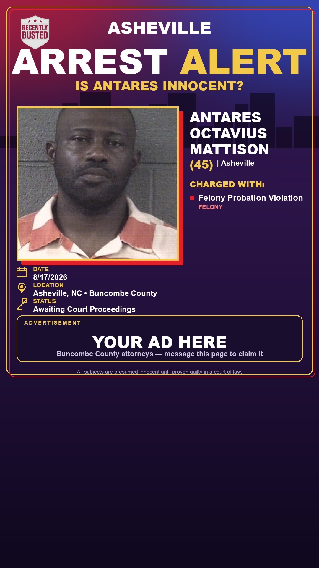 Arrest report - ANTARES OCTAVIUS MATTISON