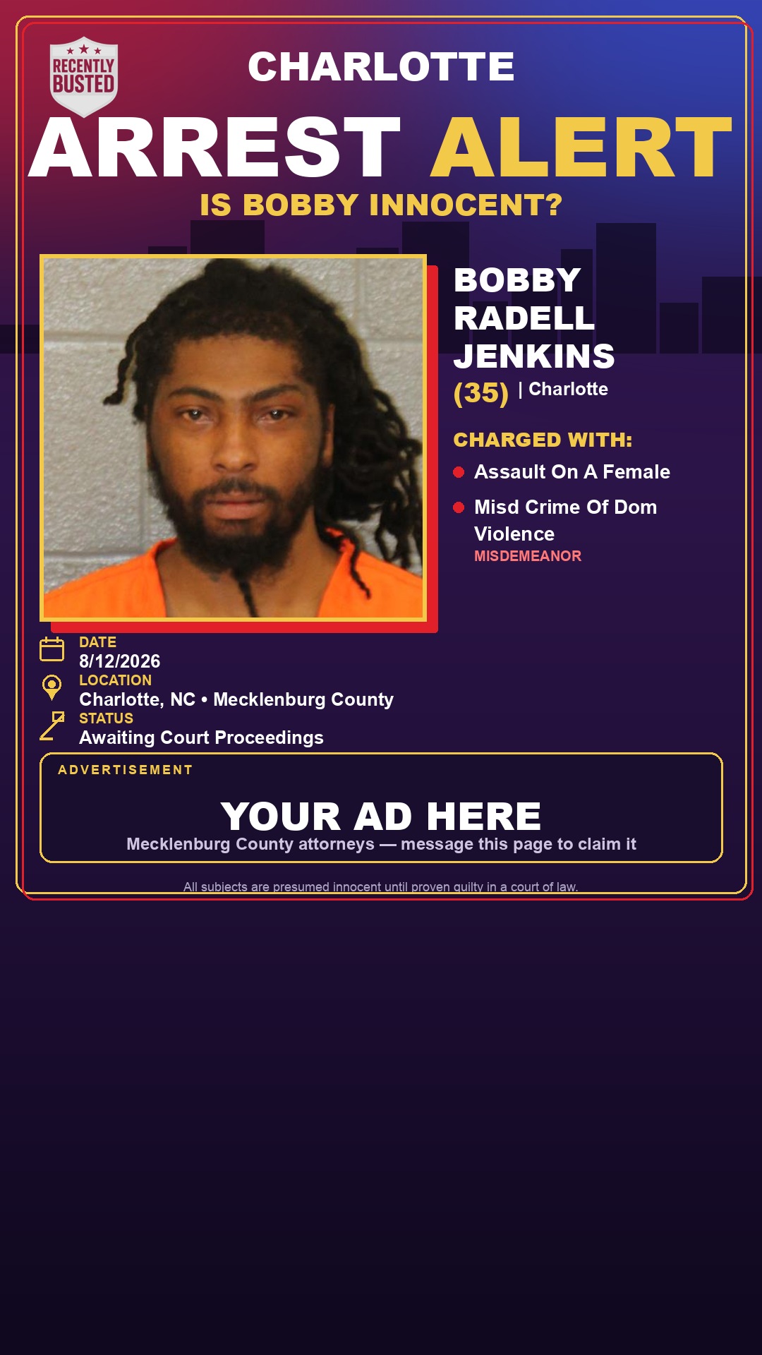 Arrest report - BOBBY RADELL JENKINS