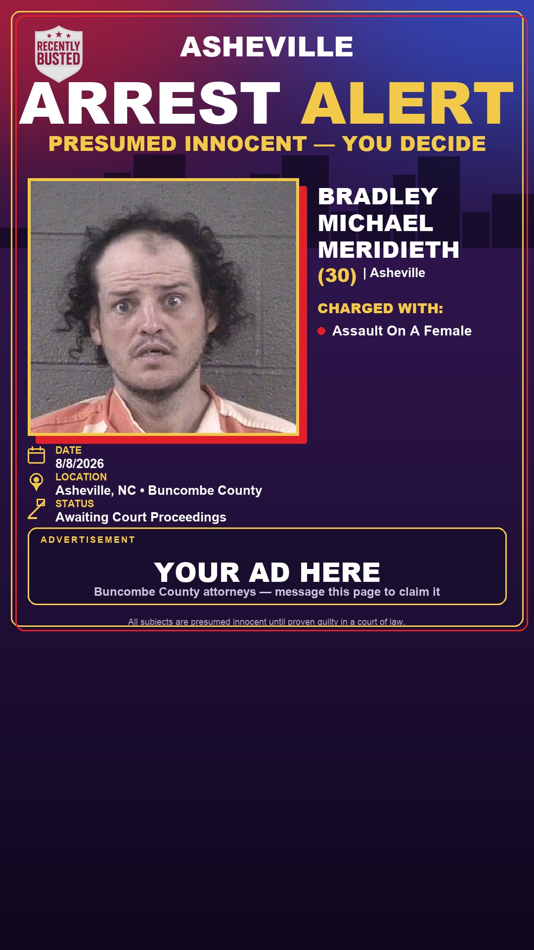 Arrest report - BRADLEY MICHAEL MERIDIETH