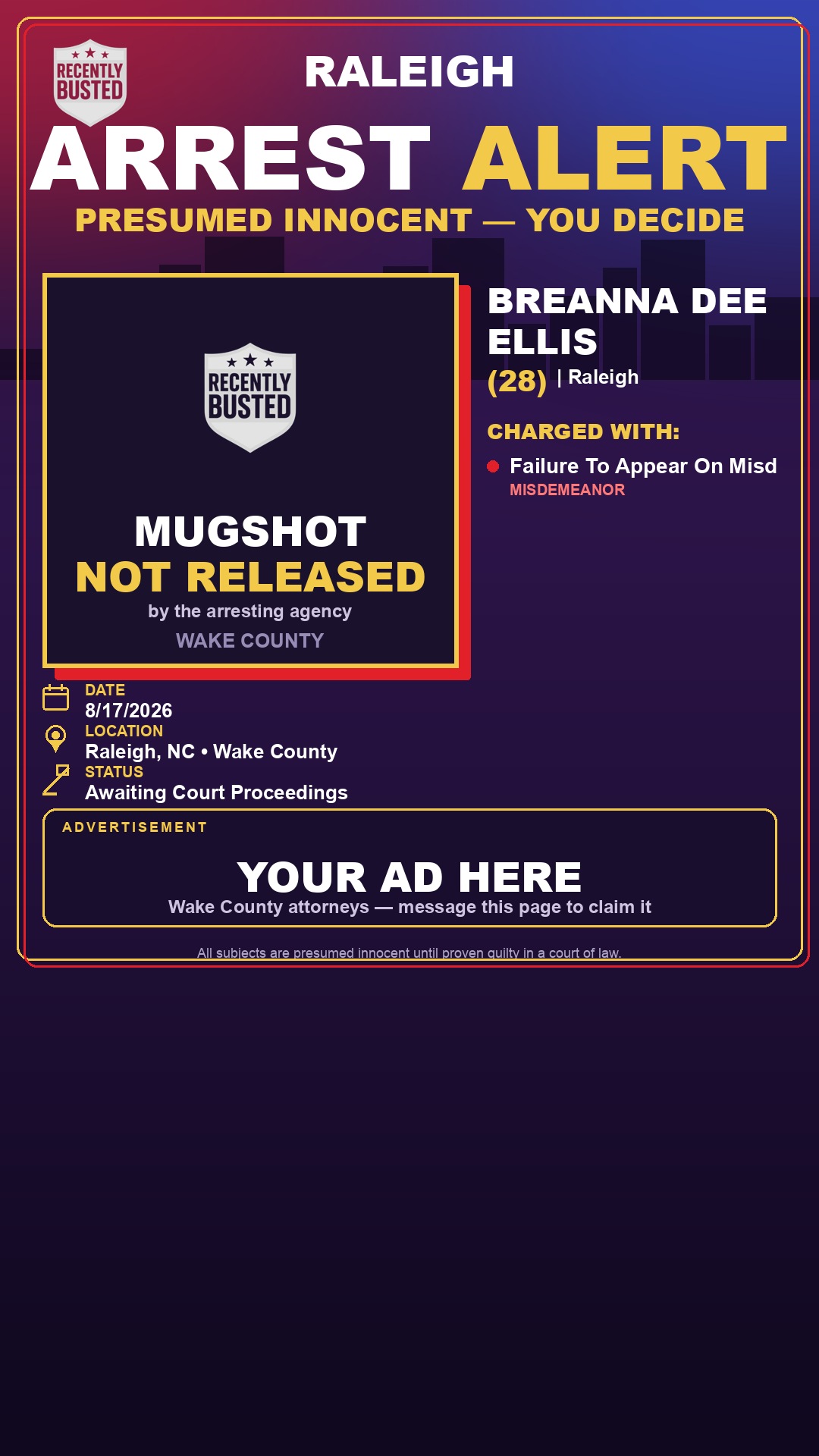 Arrest report - BREANNA DEE ELLIS