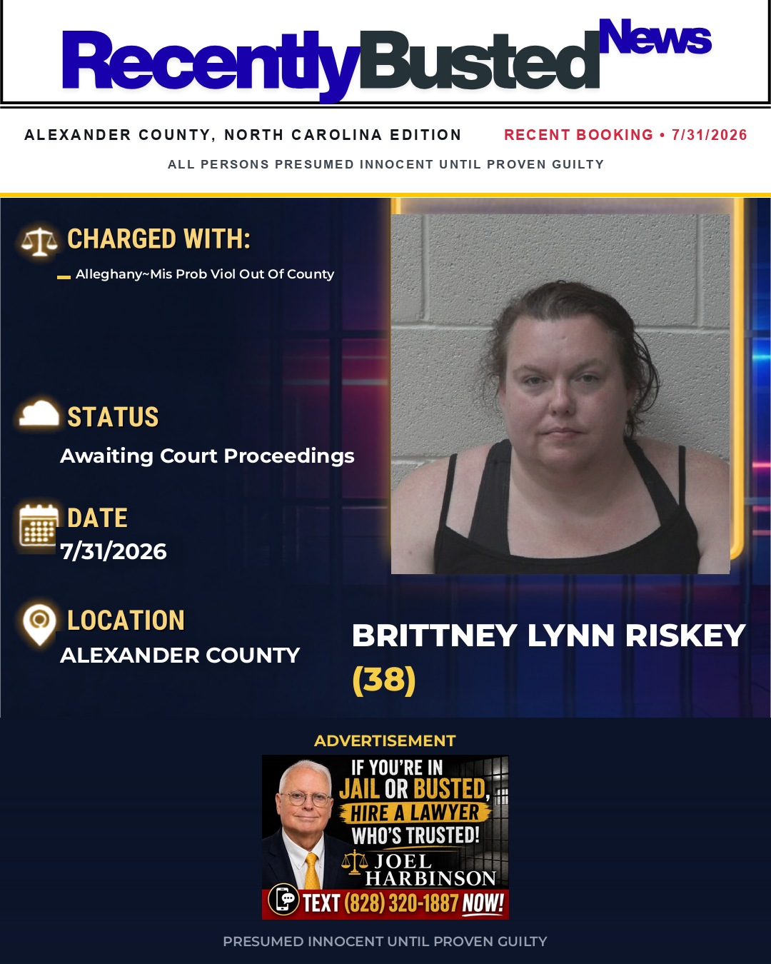 Arrest report - BRITTNEY LYNN RISKEY