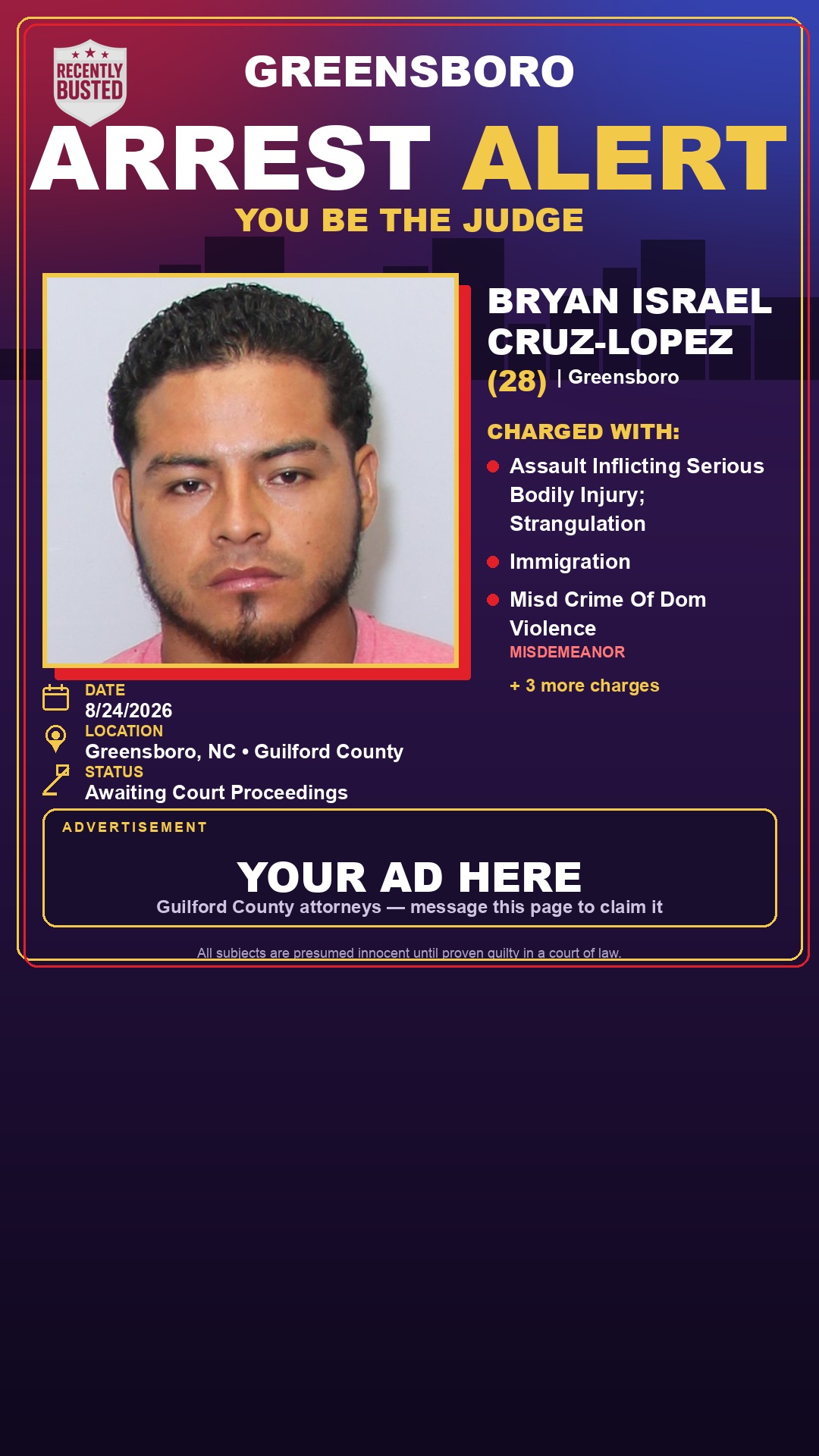 Arrest report - BRYAN ISRAEL CRUZ-LOPEZ