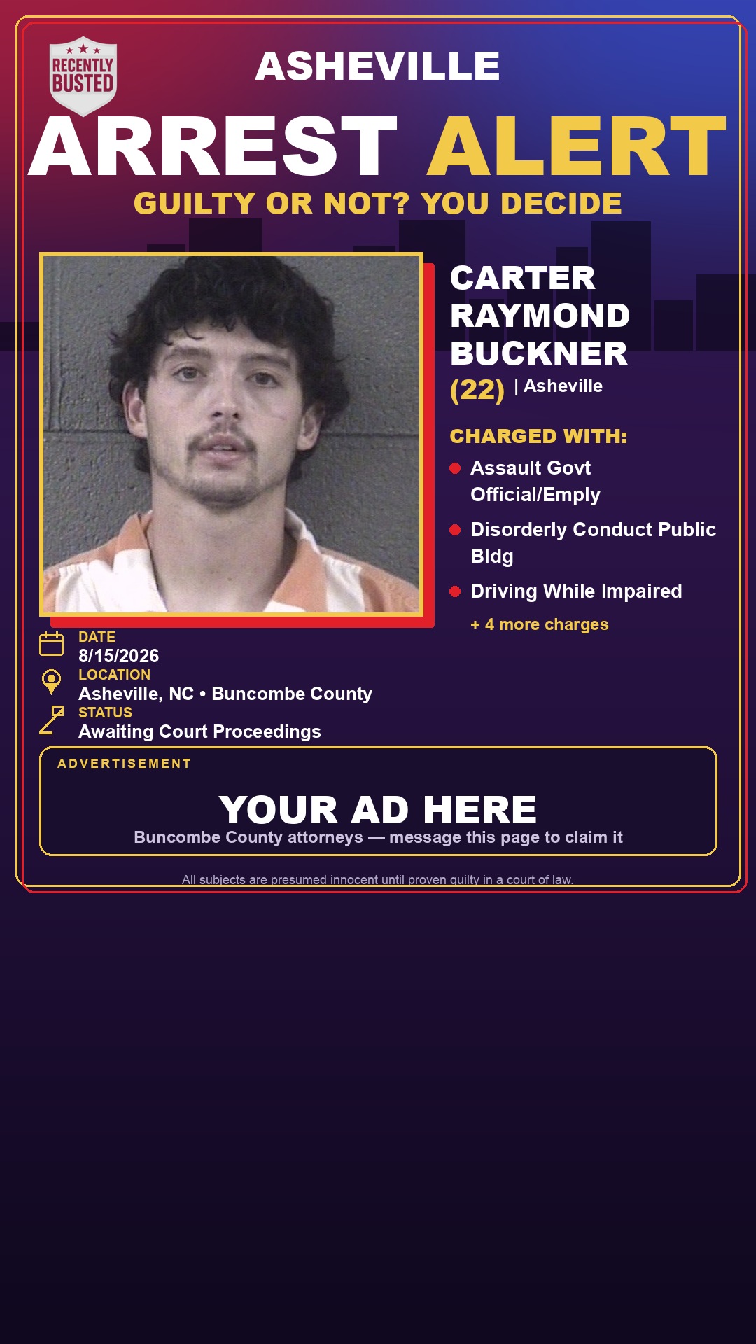 Arrest report - CARTER RAYMOND BUCKNER