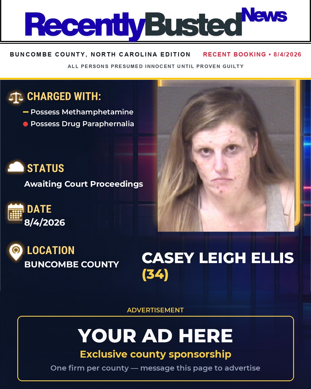 Arrest report - CASEY LEIGH ELLIS