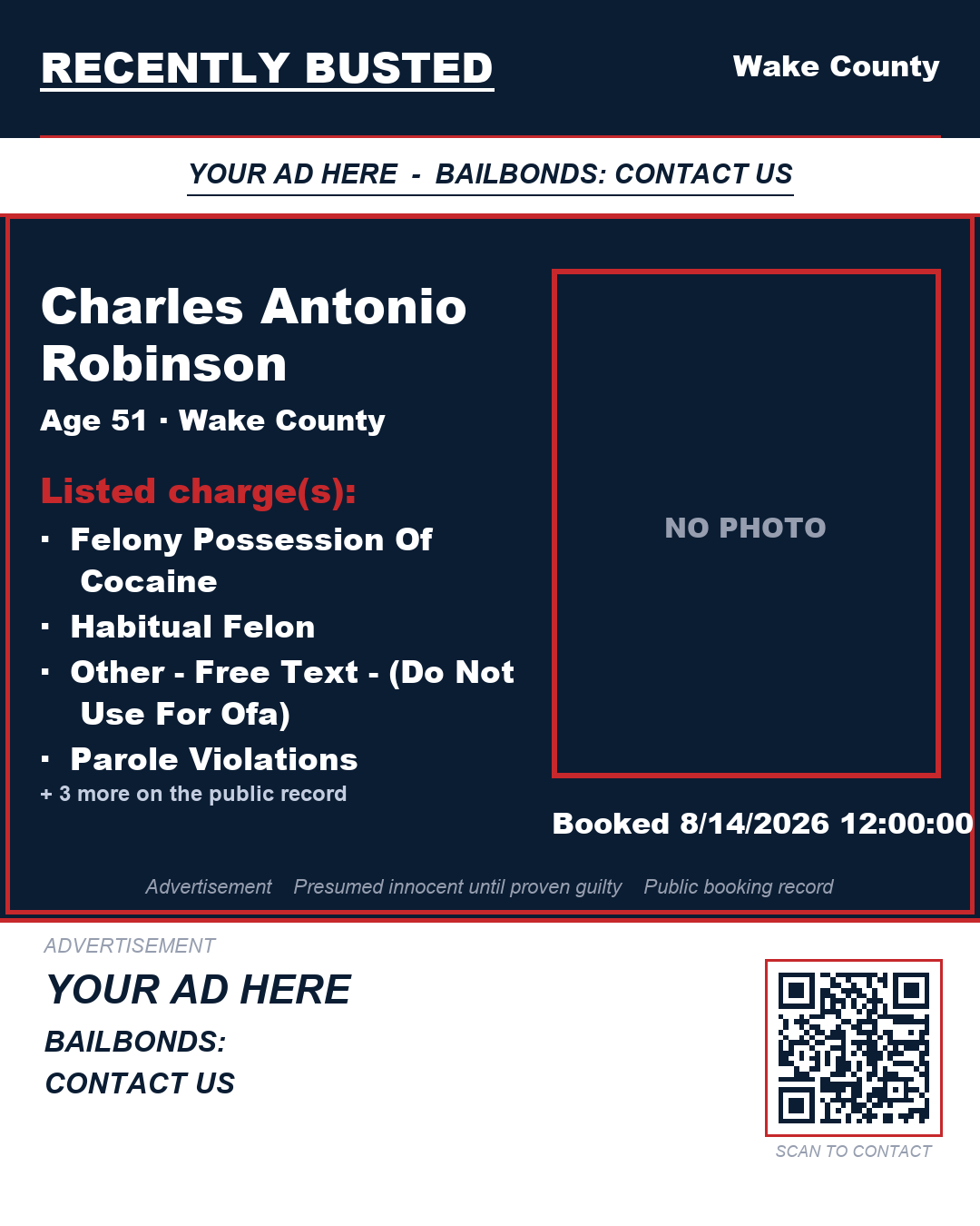 Arrest report - CHARLES ANTONIO ROBINSON
