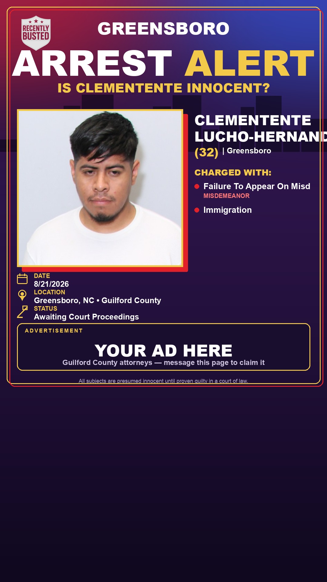 Arrest report - CLEMENTENTE LUCHO-HERNANDEZ