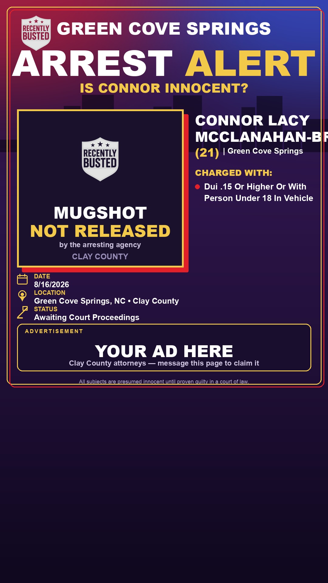Arrest report - CONNOR LACY MCCLANAHAN-BRYANT