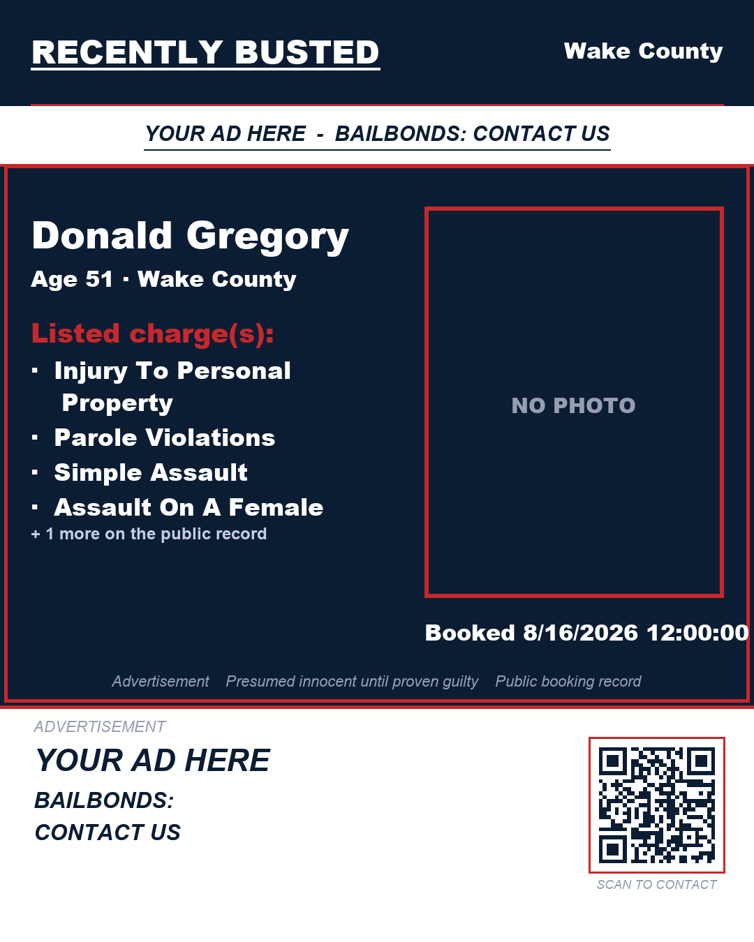 Arrest report - DONALD GREGORY