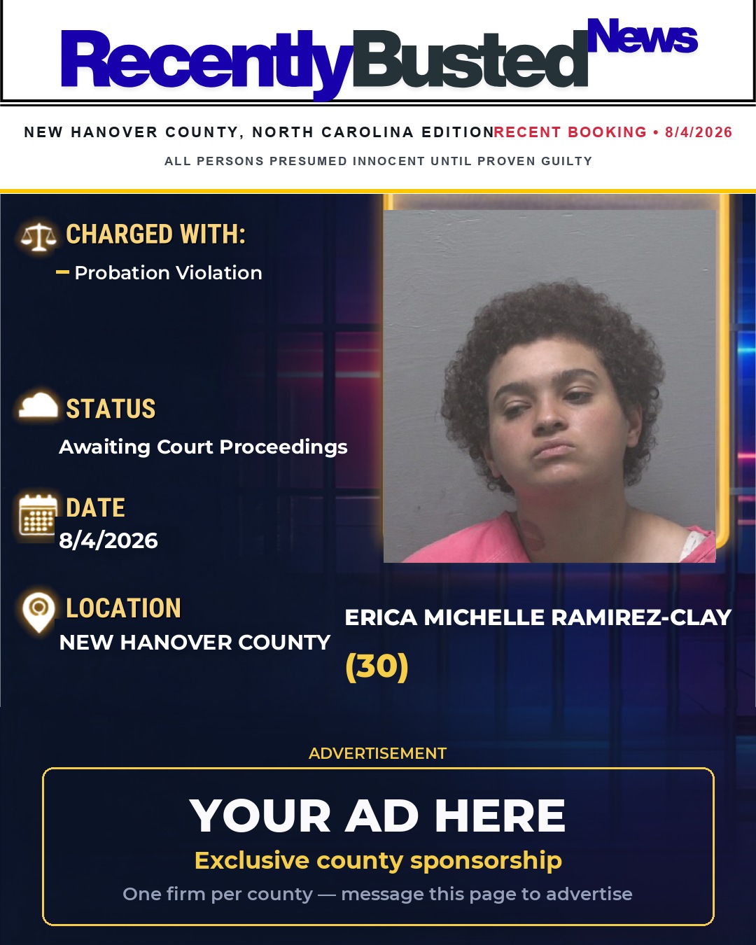 Arrest report - ERICA MICHELLE RAMIREZ-CLAY