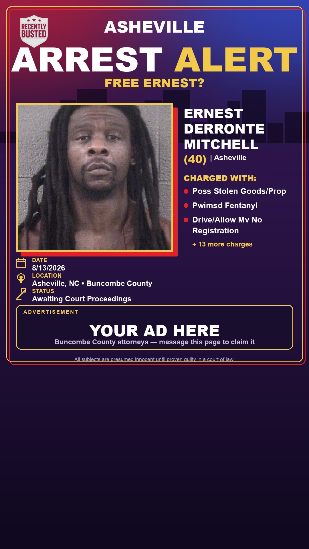Arrest report - ERNEST DERRONTE MITCHELL