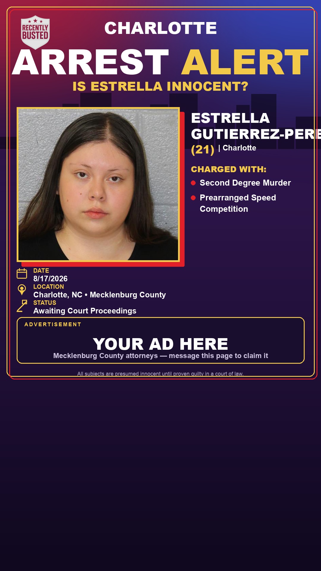 Arrest report - ESTRELLA GUTIERREZ-PEREZ