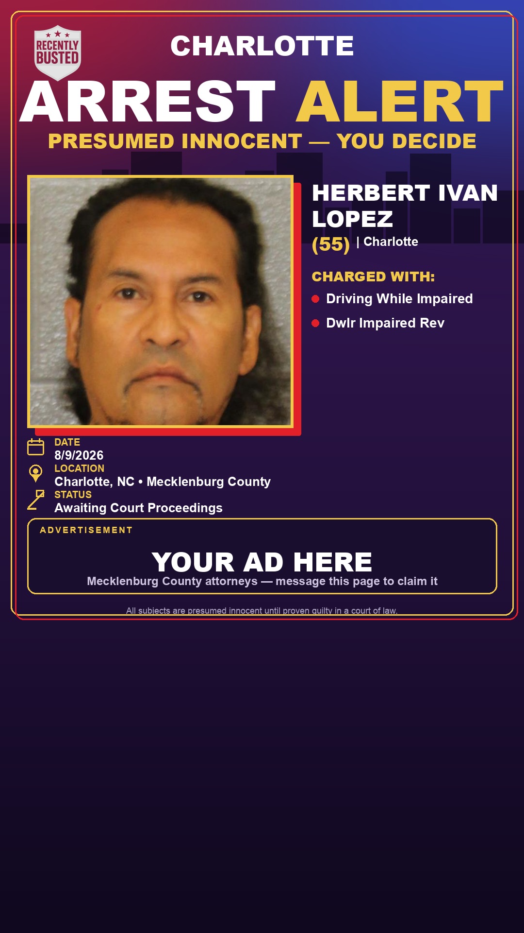 Arrest report - HERBERT IVAN LOPEZ