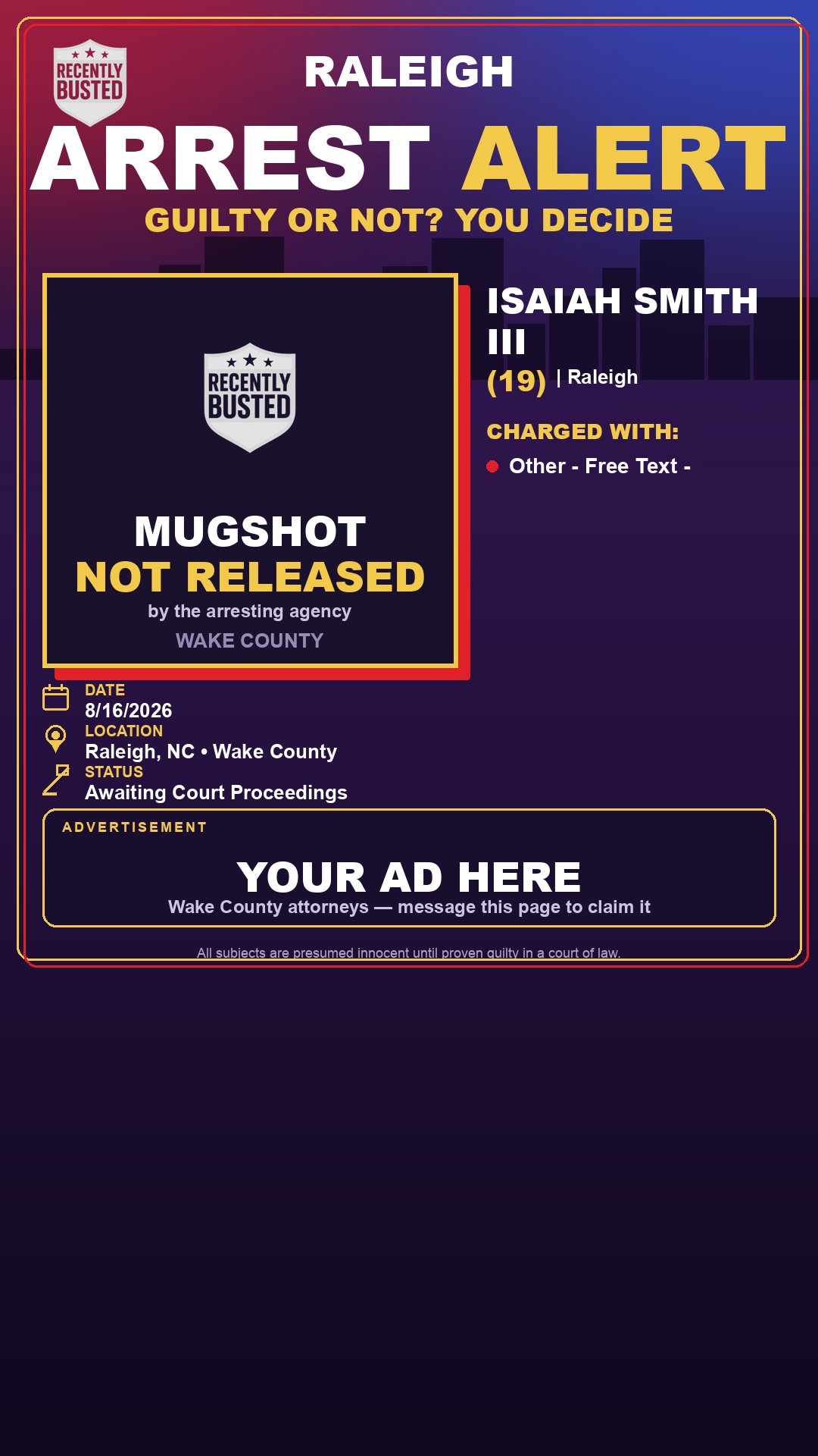 Arrest report - ISAIAH SMITH III