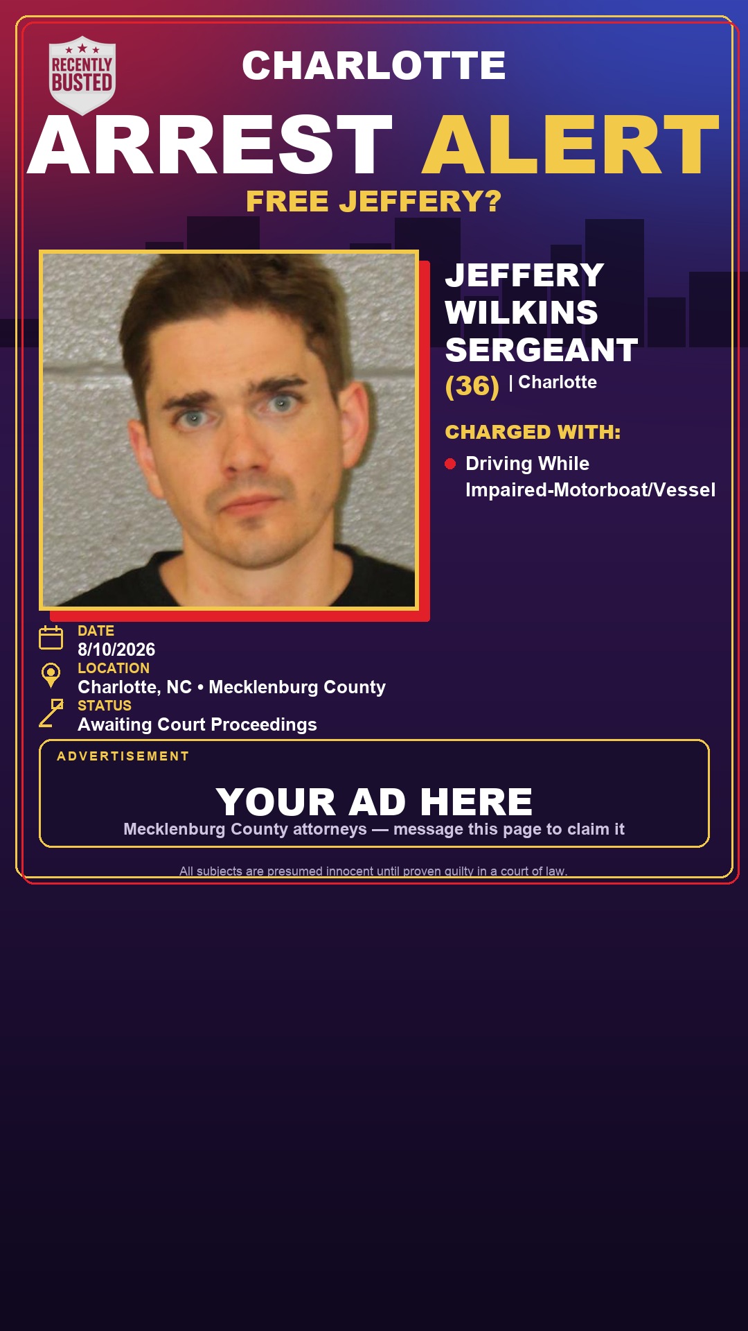 Arrest report - JEFFERY WILKINS SERGEANT