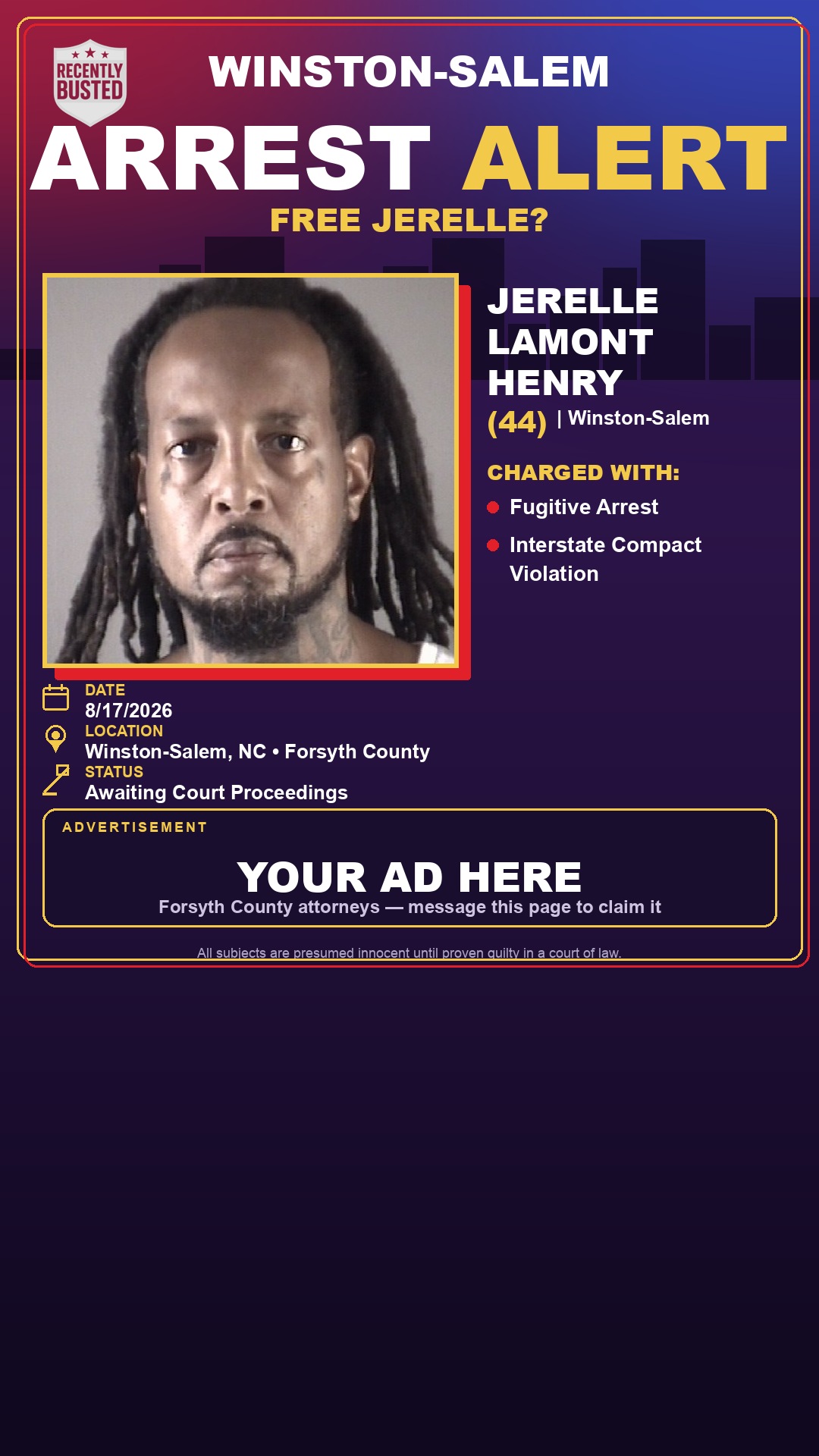 Arrest report - JERELLE LAMONT HENRY