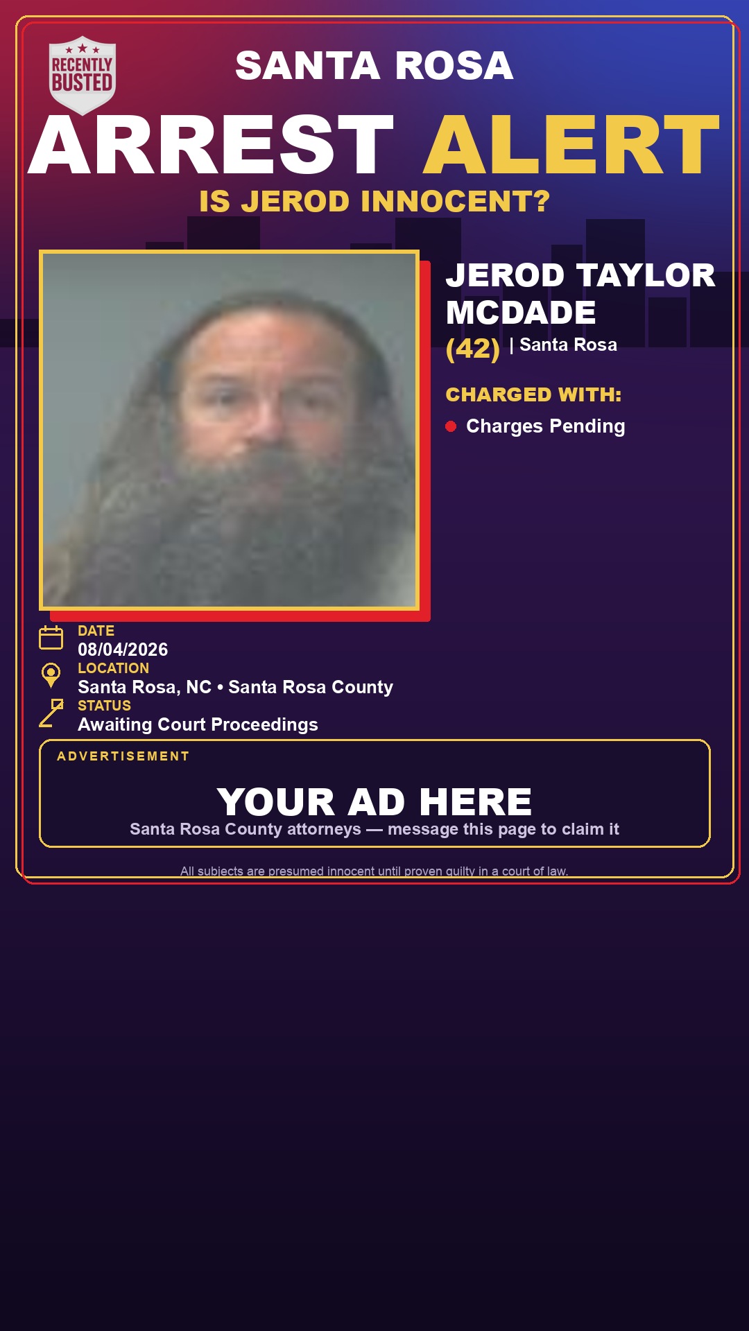 Arrest report - Jerod Taylor Mcdade