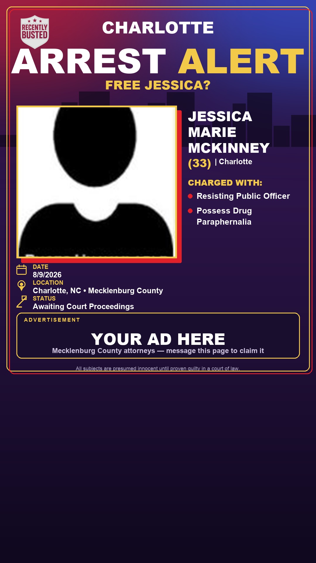 Arrest report - JESSICA MARIE MCKINNEY