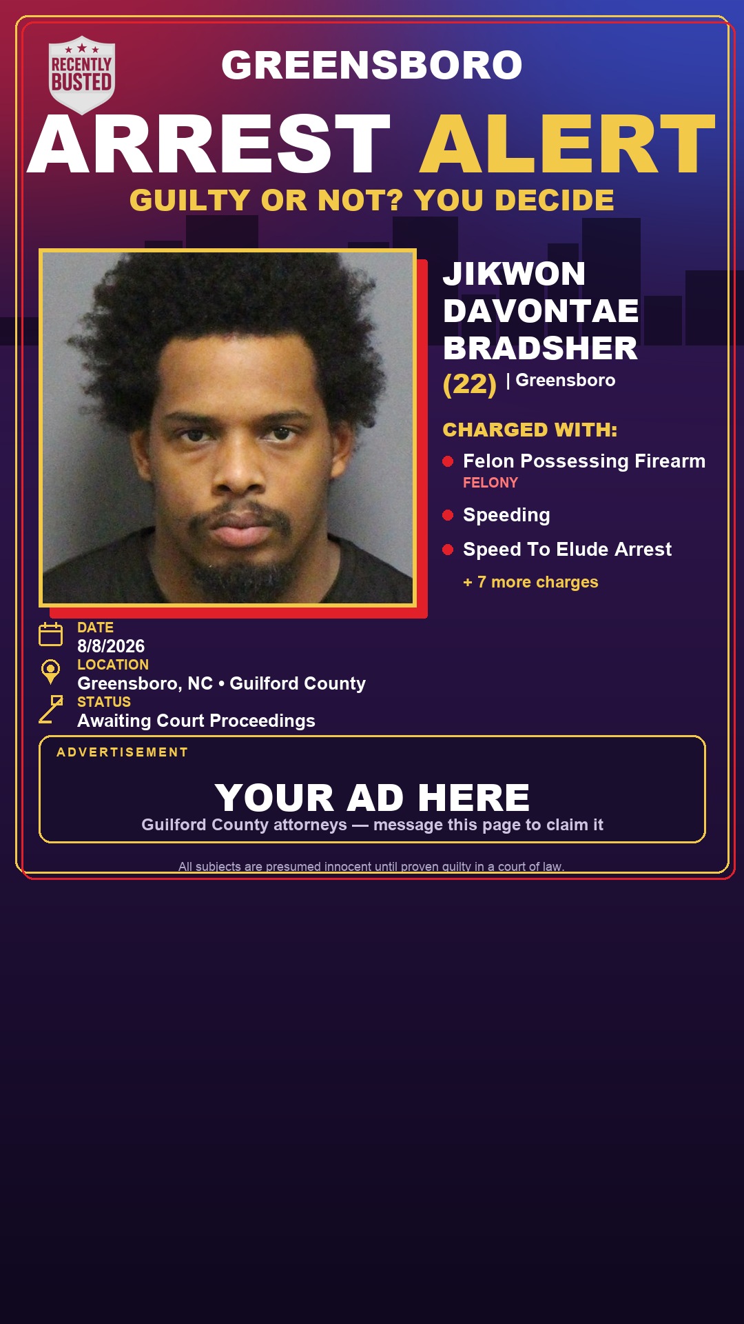 Arrest report - JIKWON DAVONTAE BRADSHER