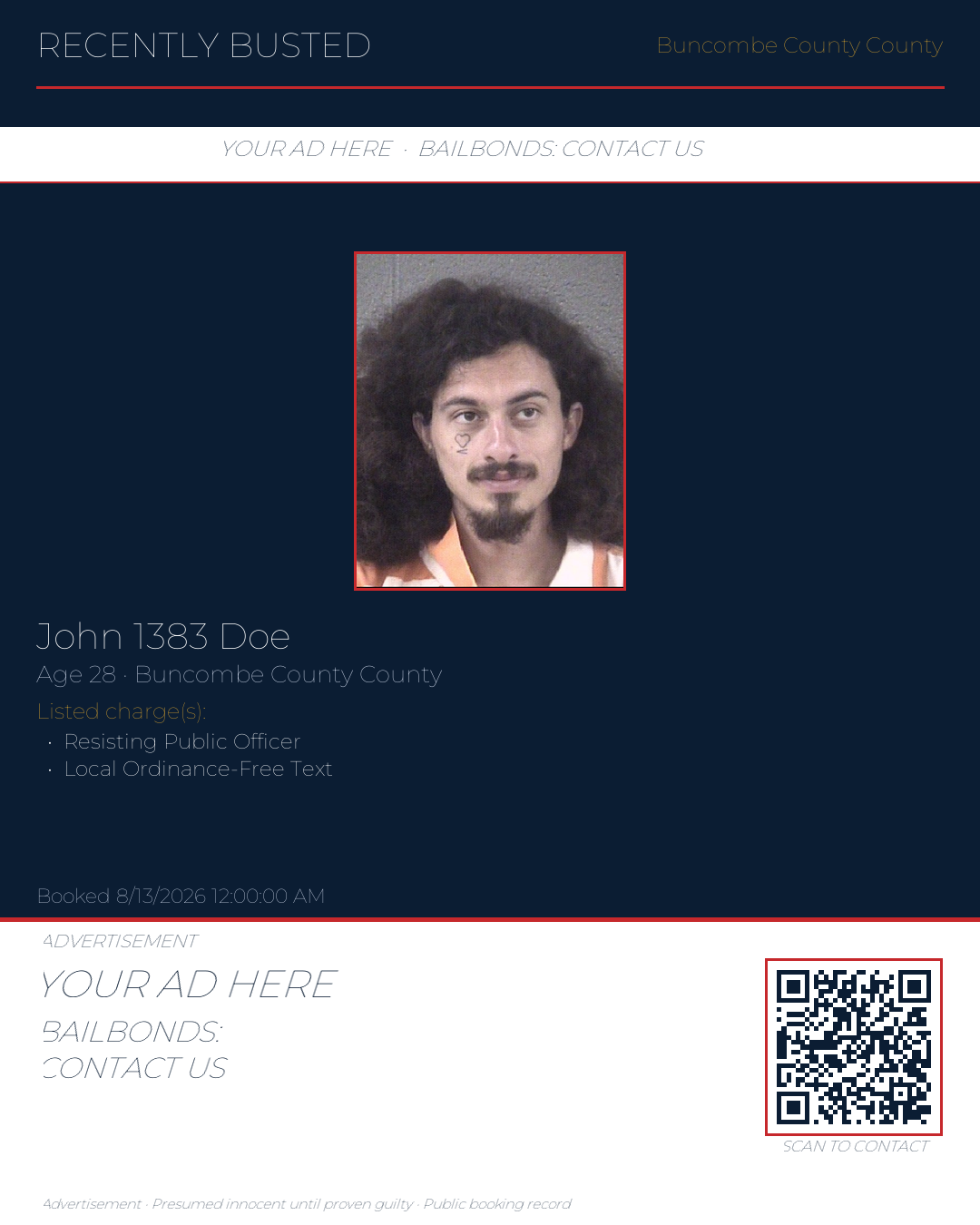 Arrest report - JOHN 1383 DOE