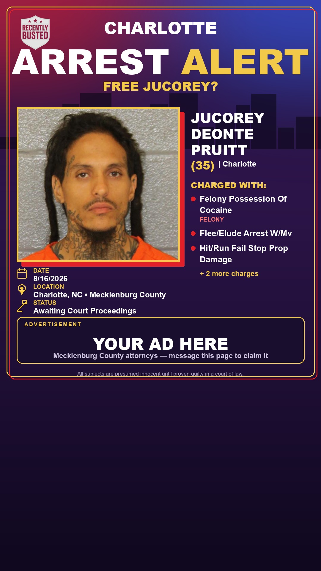 Arrest report - JUCOREY DEONTE PRUITT