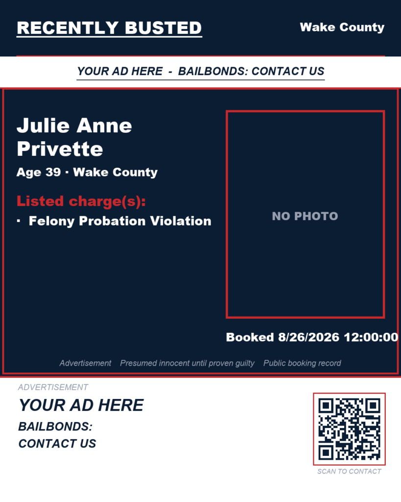 Arrest report — JULIE ANNE PRIVETTE
