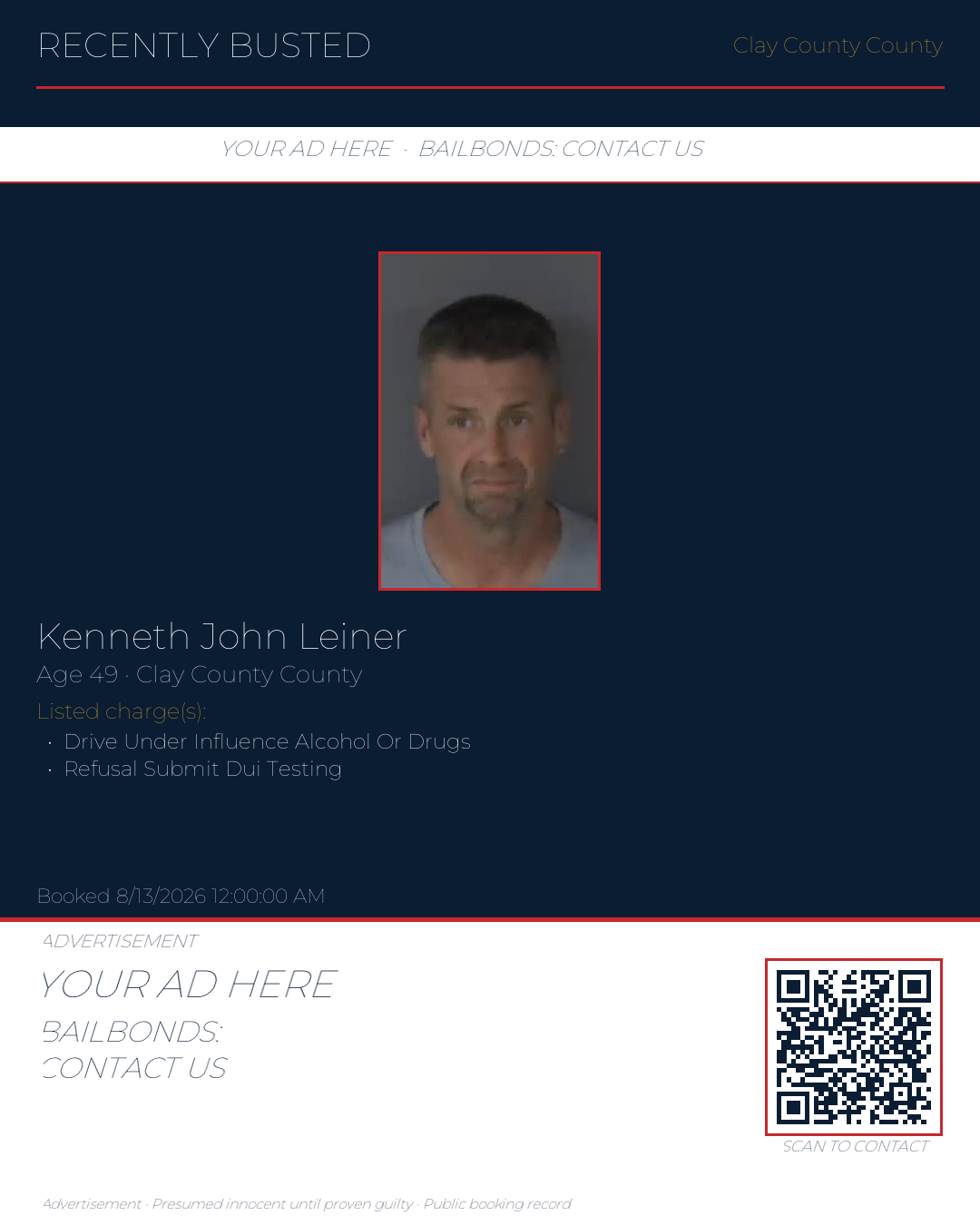 Arrest report - KENNETH JOHN LEINER