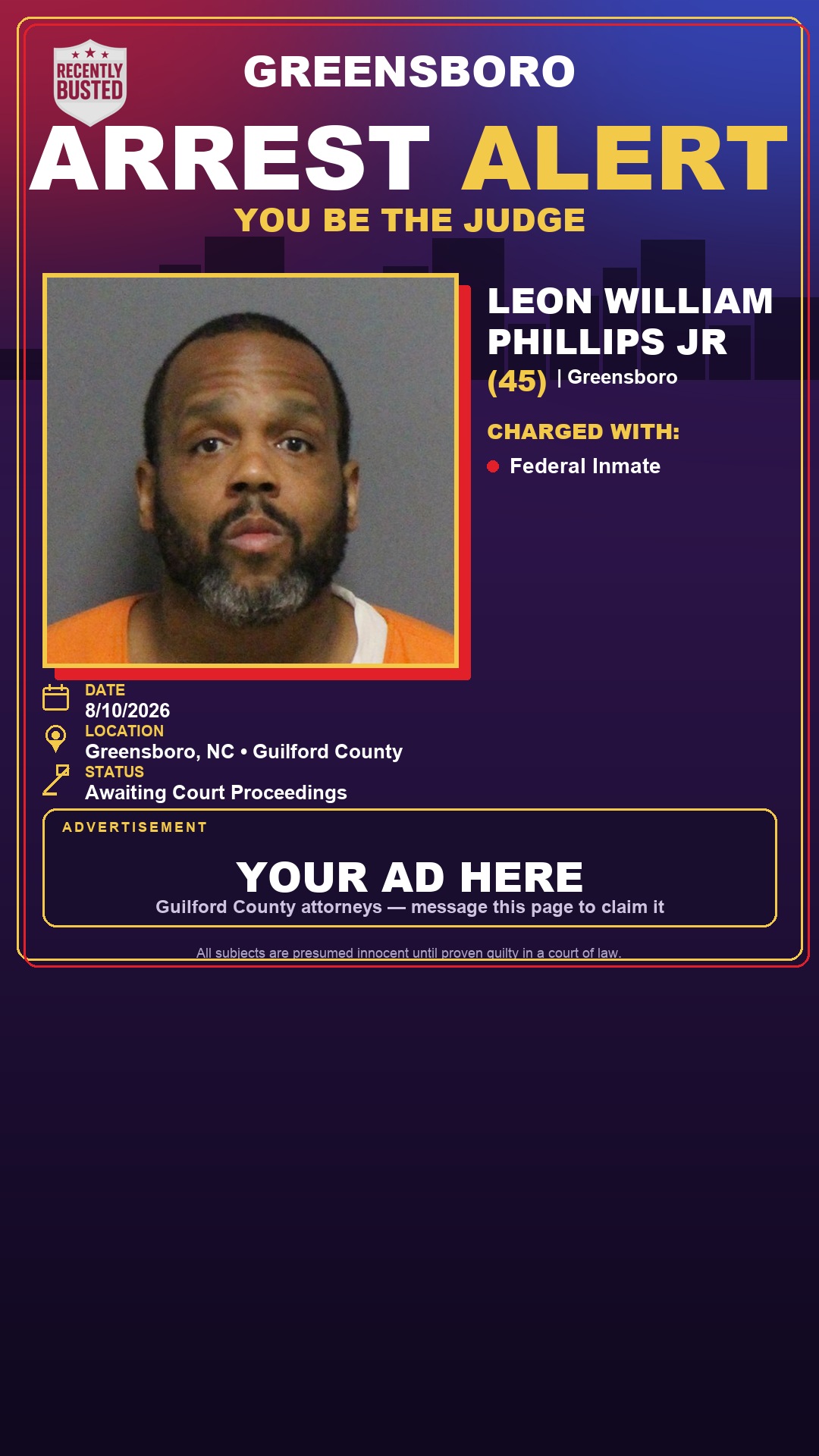 Arrest report - LEON WILLIAM PHILLIPS JR