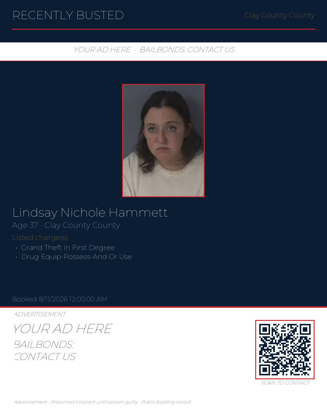 Arrest report - LINDSAY NICHOLE HAMMETT