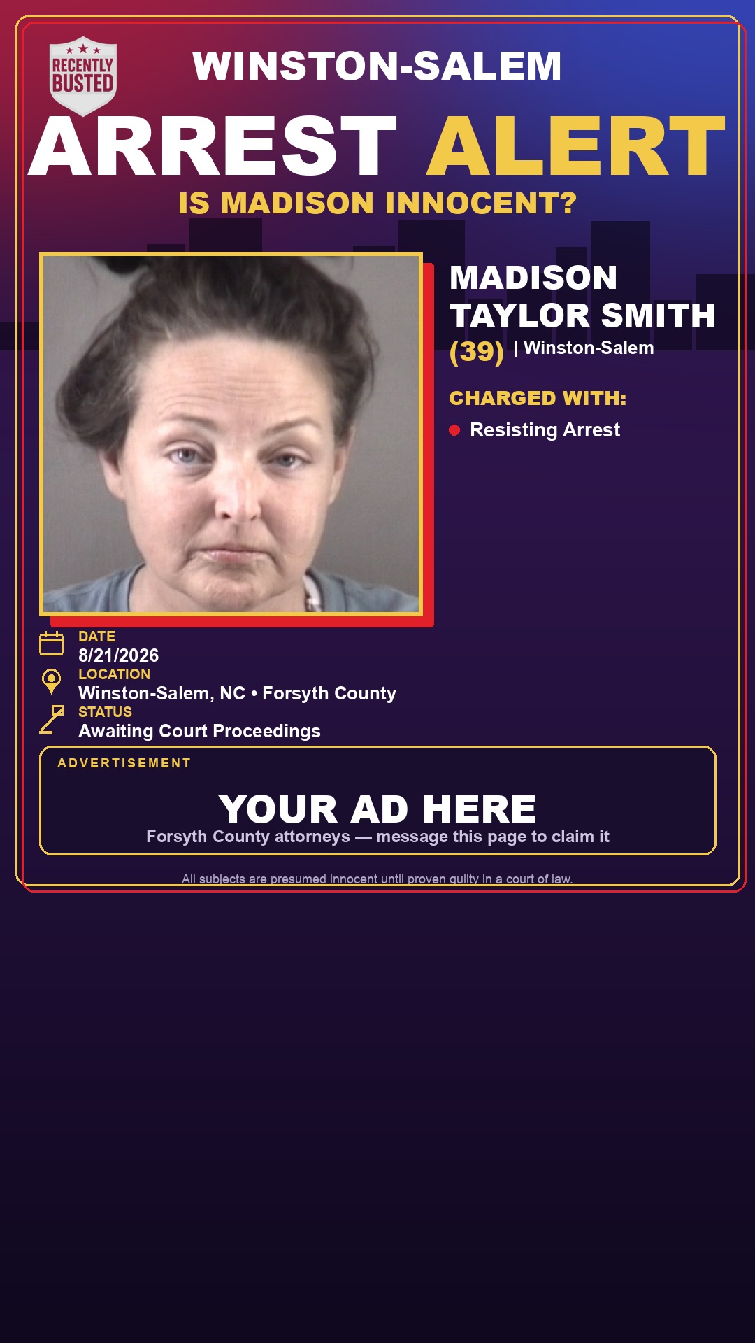 Arrest report - MADISON TAYLOR SMITH