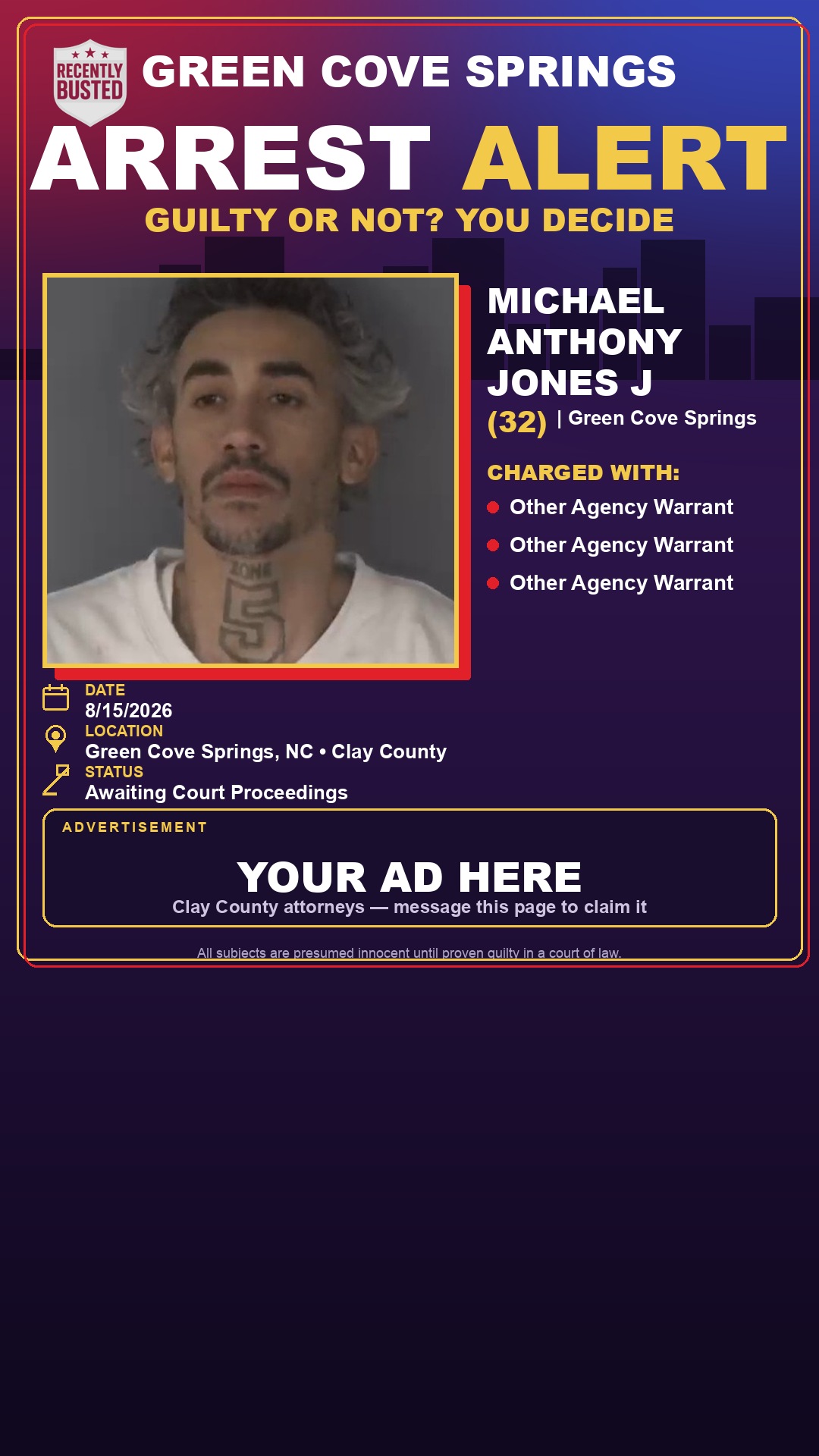 Arrest report - MICHAEL ANTHONY JONES J