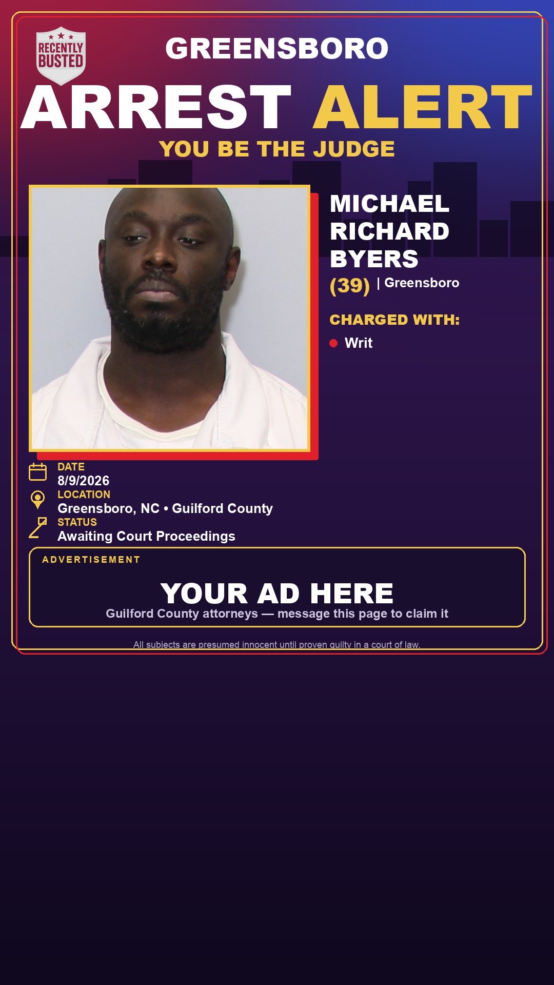 Arrest report - MICHAEL RICHARD BYERS