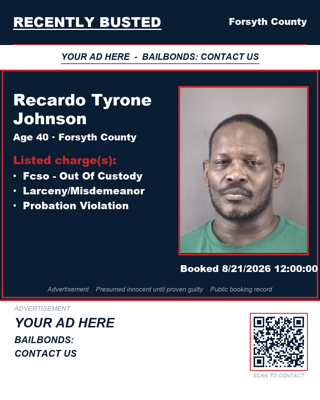 Arrest report - RECARDO TYRONE JOHNSON