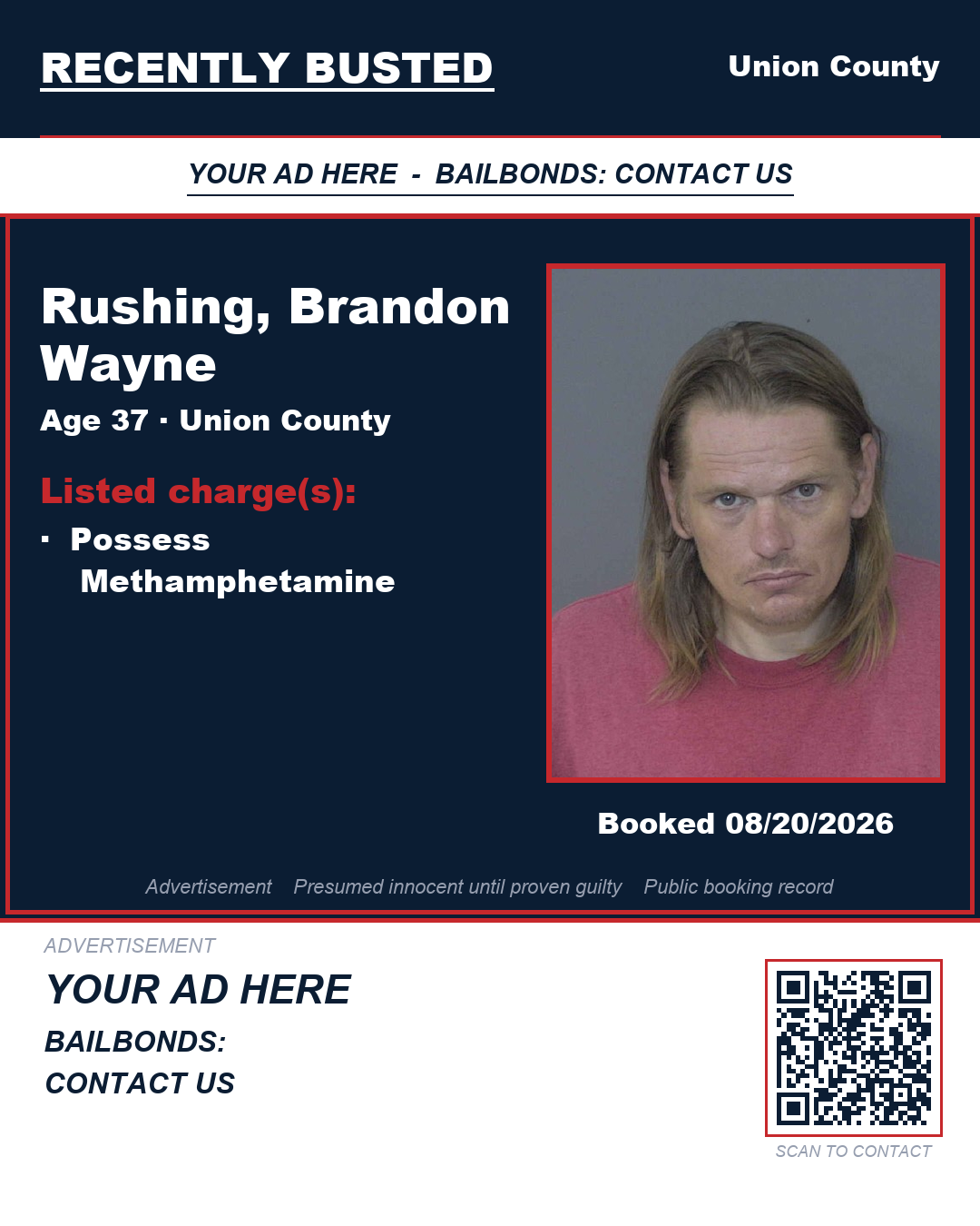 Arrest report - RUSHING, BRANDON WAYNE