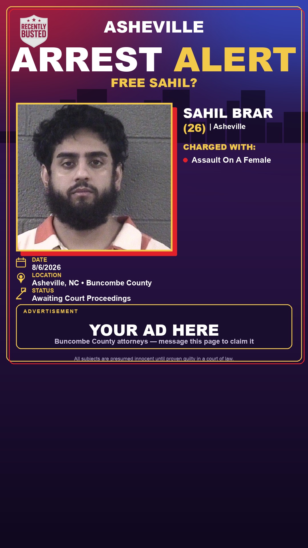 Arrest report - SAHIL BRAR