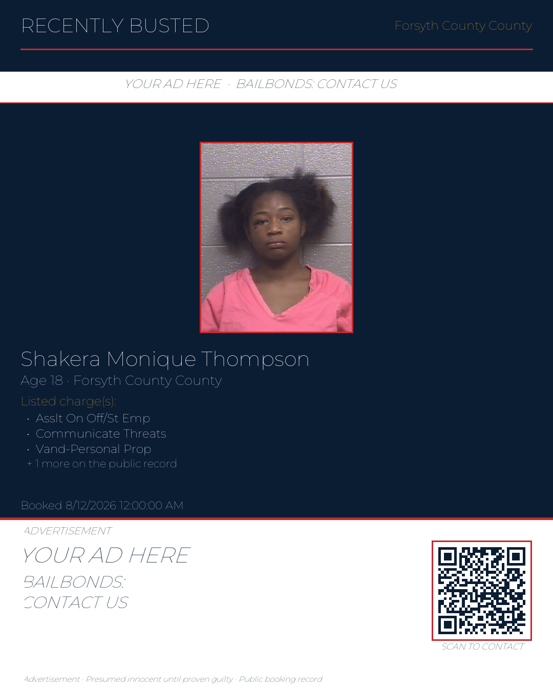 Arrest report - SHAKERA MONIQUE THOMPSON