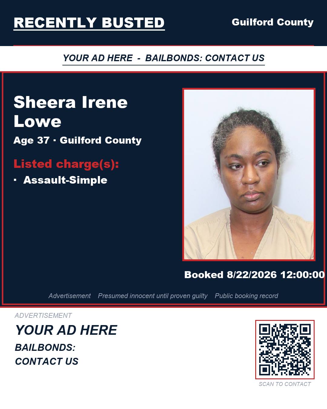 Arrest report - SHEERA IRENE LOWE