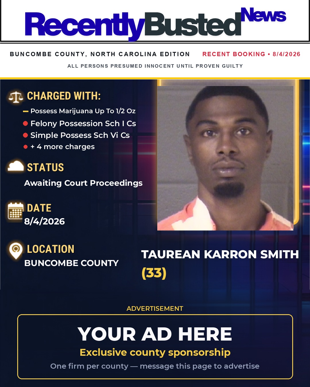 Arrest report - TAUREAN KARRON SMITH