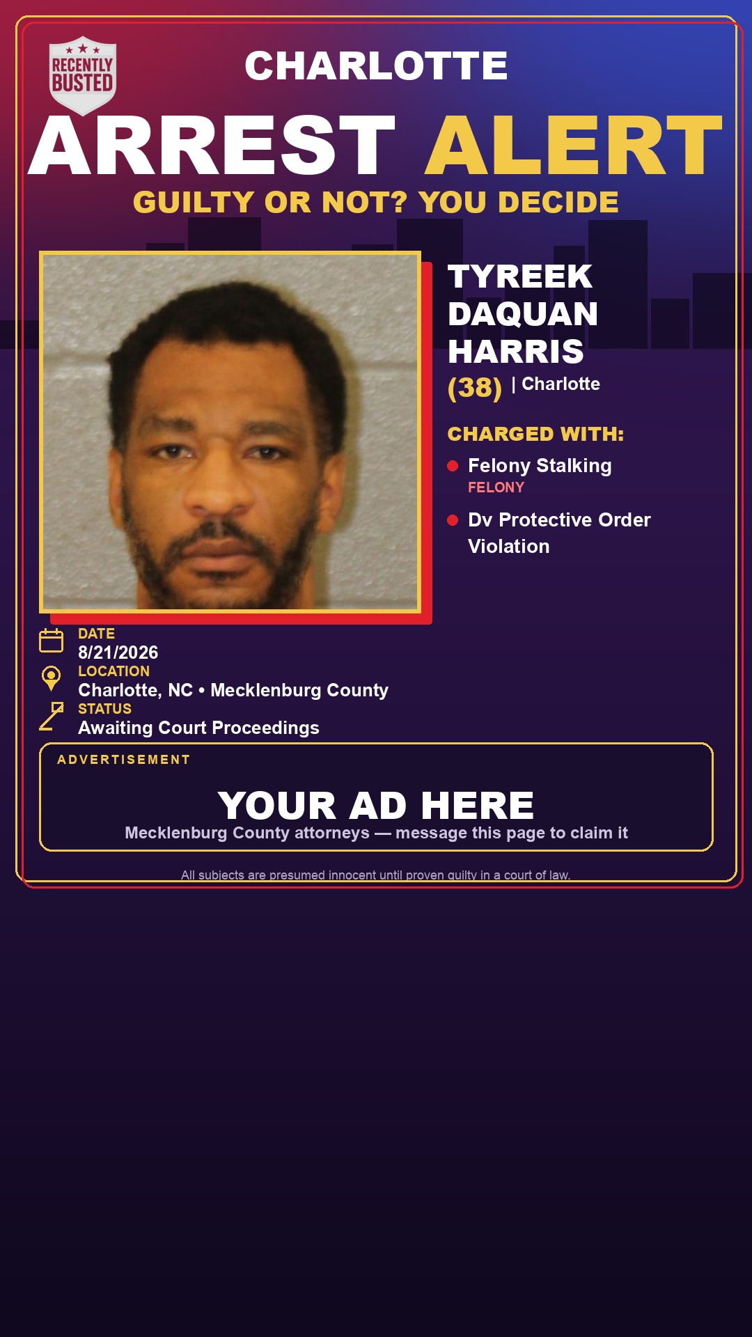 Arrest report - TYREEK DAQUAN HARRIS