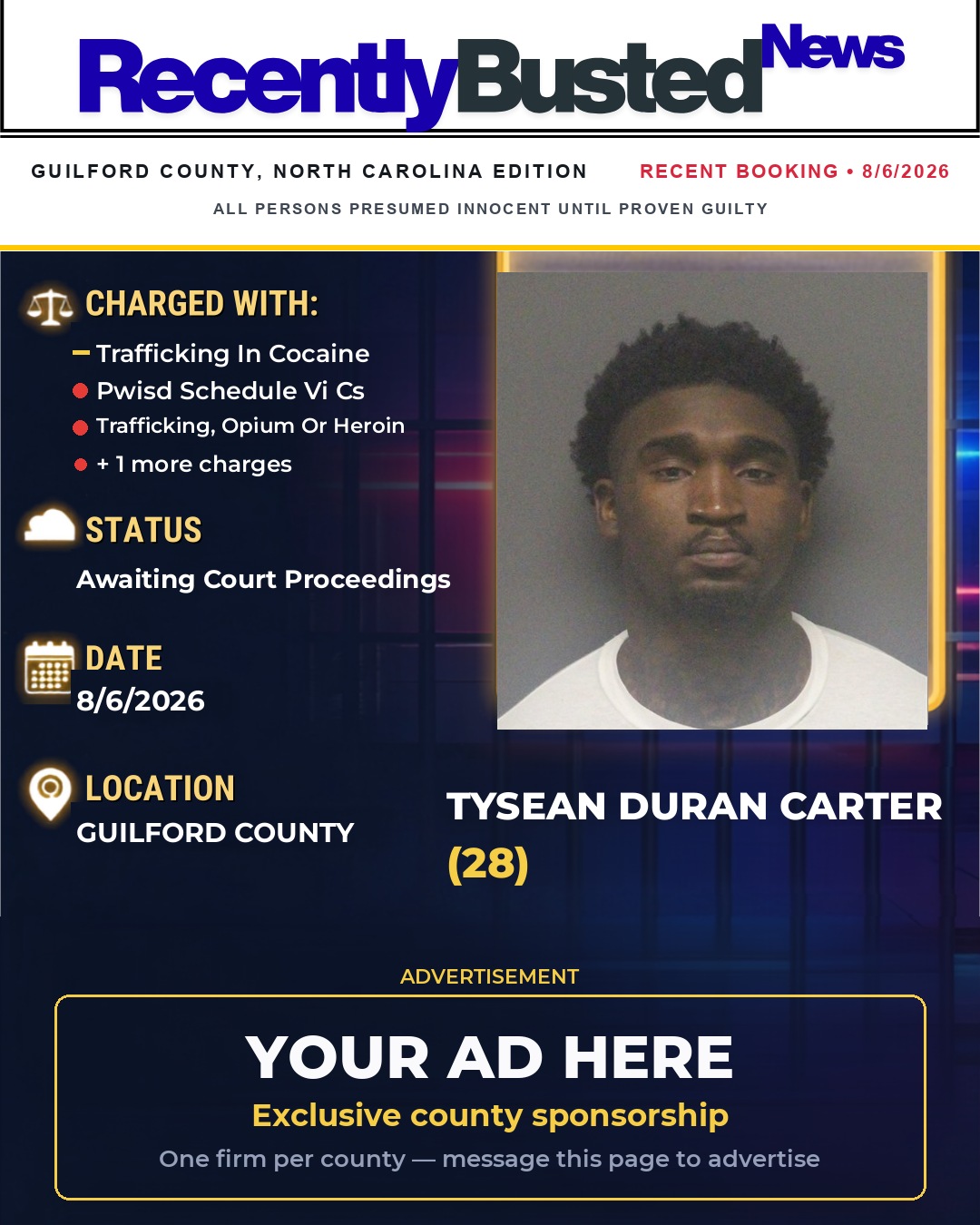 Arrest report - TYSEAN DURAN CARTER