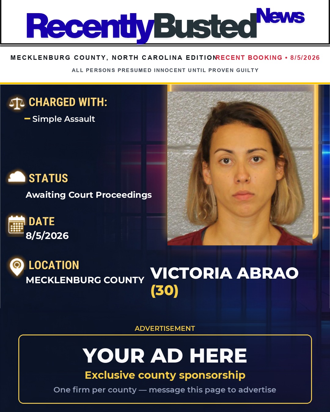 Arrest report - VICTORIA ABRAO