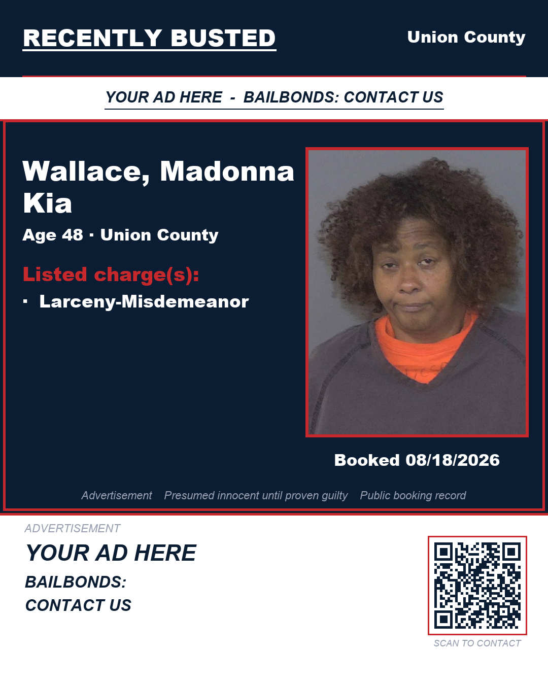 Arrest report - WALLACE, MADONNA KIA